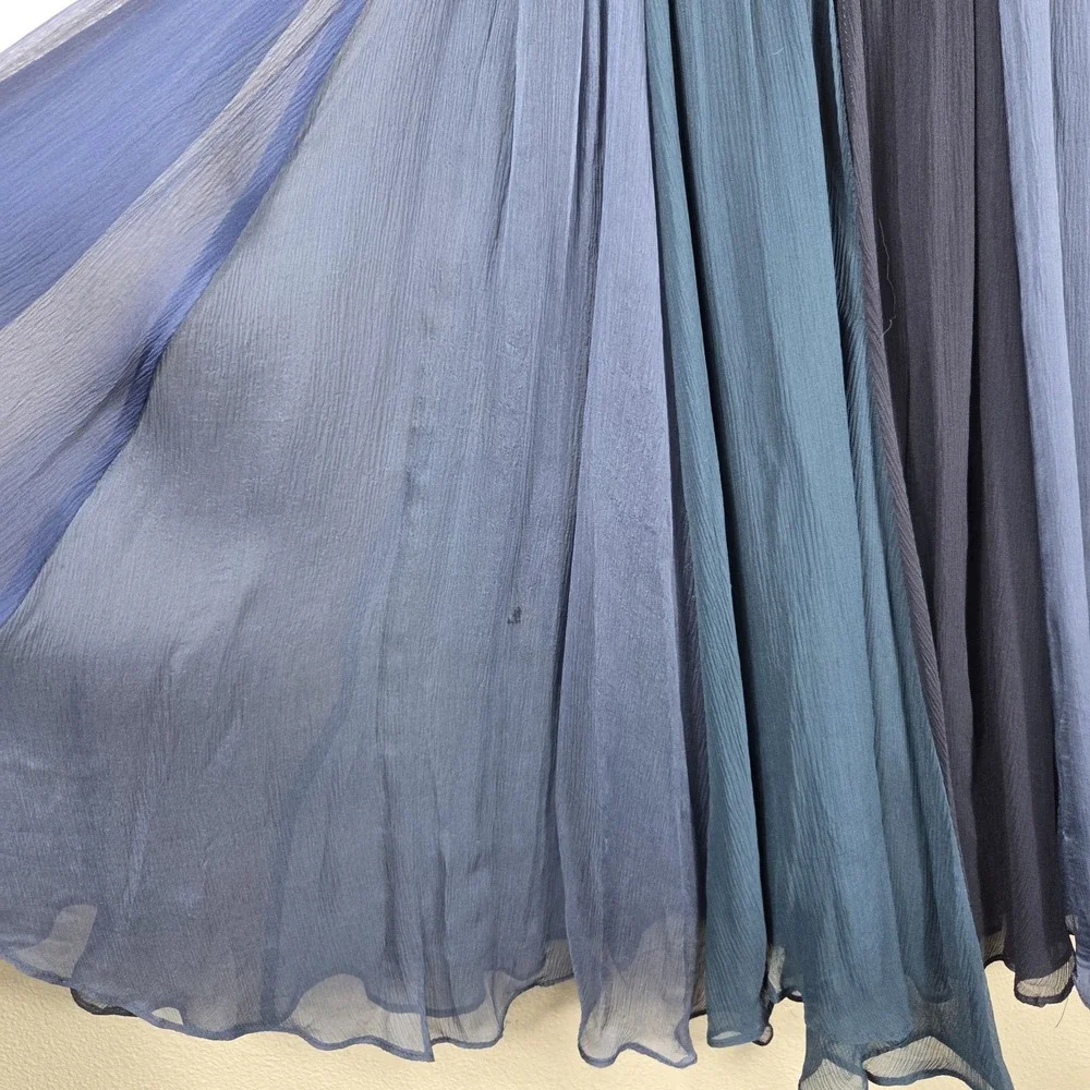 Foley + Corinna 100% Silk Colorblock Pleated Cocktail Dress XS Blue Purple